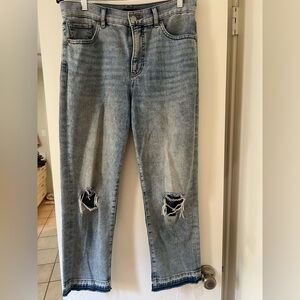 Express Faded Blue Denim Mom Jeans